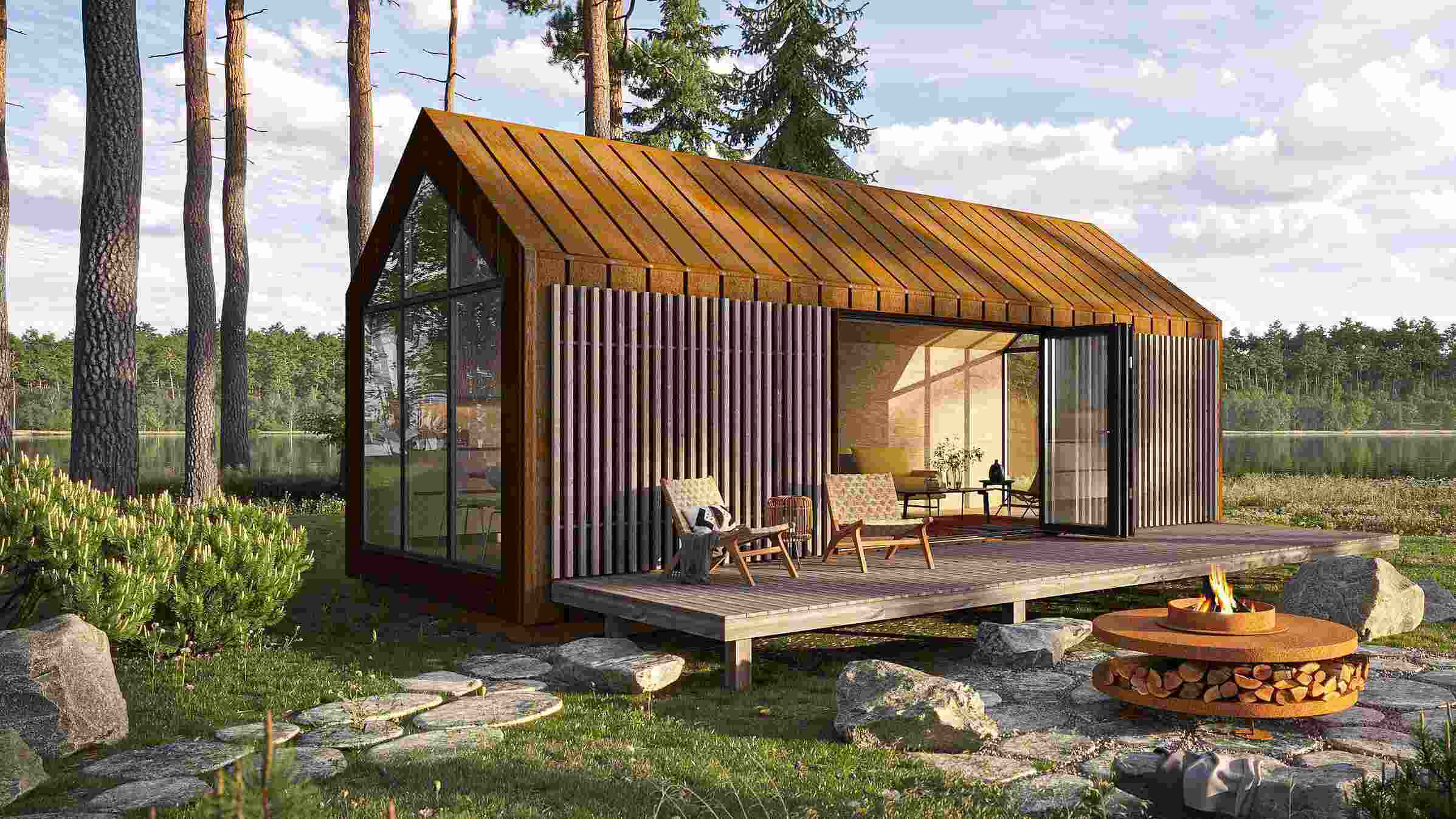 The Killalea tiny home with deck and fire pit